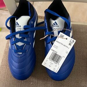 Adidas Little Boys size 12 Blue and White Soccer Cleats New With Tags
